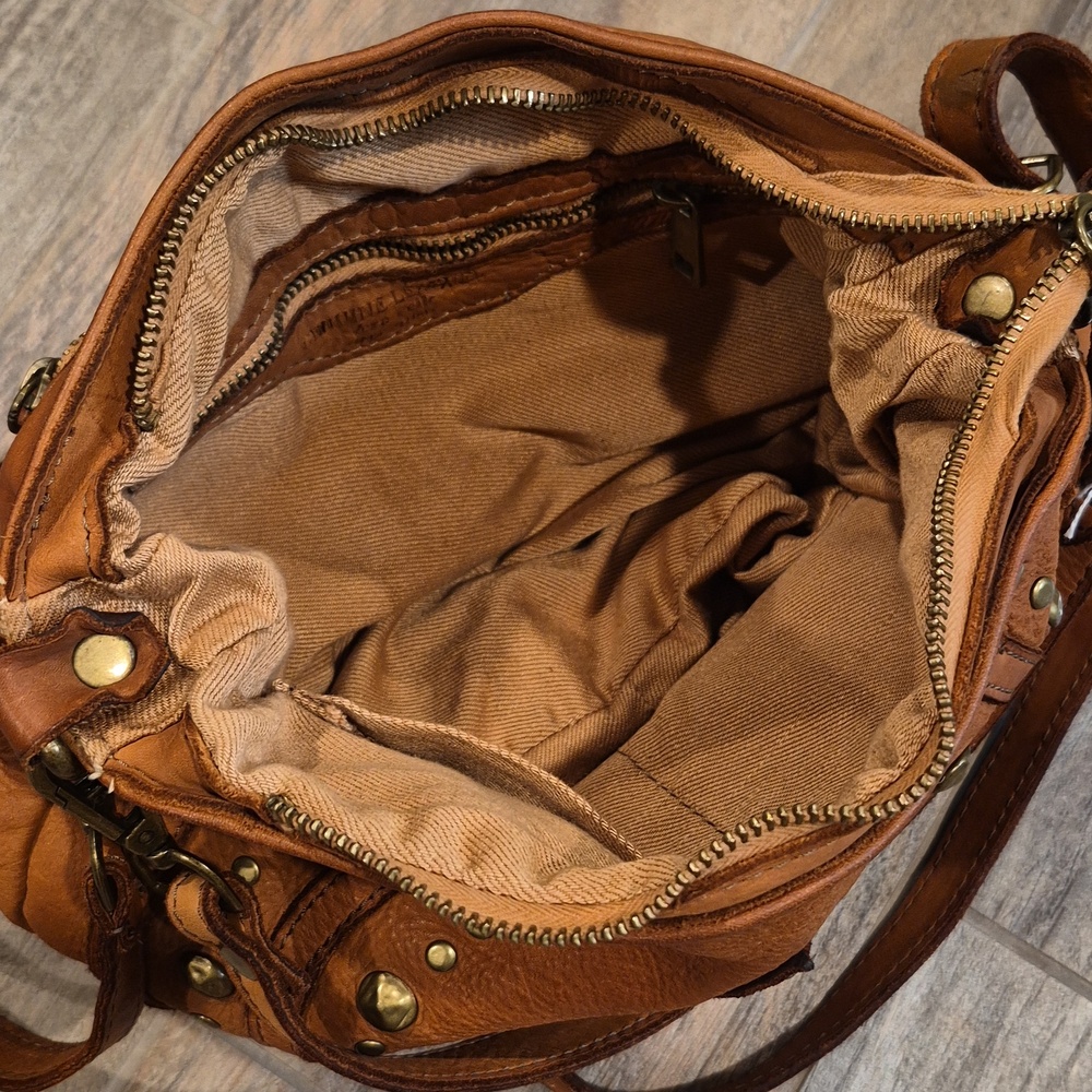 Bohemian Studded Detail Leather Horseshoe Shoulder Crossbody Bag - Picture 9 of 16